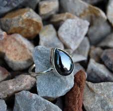 Hematite Ring Natural Hematite Pear Cab Simple Ring Gemstone Ring 925 Sterling Silver Ring Hematite Ring Hematite Ring Buying An Engagement Ring Rings