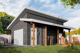 Plan 22527dr Modern Detached Garage Plan With Shed Roof Porch In 2020 Garage Plan Shed With Porch Building A Shed