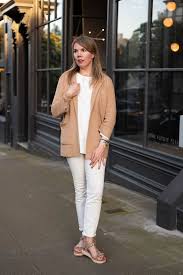 Camel and olive are fashionable pairing, but the beige blazer would work well with a navy, grey, white, black, cream trouser as well. 10 Ways To Wear White Jeans Cheryl Shops