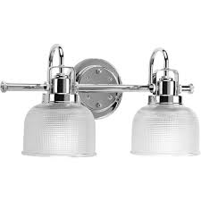 Lamps creative home depot bathroom vanity light fixtures for your. Progress Lighting Archie Collection 2 Light Polished Chrome Clear Double Prismatic Glass Coastal Bath Vanity Light P2991 15 The Home Depot