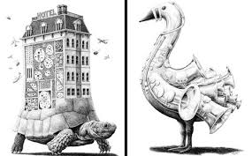 Surreal Animal Drawings Pen On Paper Surrealism Drawing Steampunk Animals Intro To Art