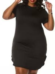 Plus size denim mini skirt in black. Black Short Sleeve Side Split Plus Size T Shirt Dress