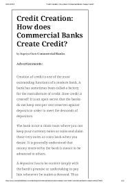 Credit creation by a single bank. Pdf Credit Creation How Does Commercial Banks Create Credit Afsan Hussain Academia Edu