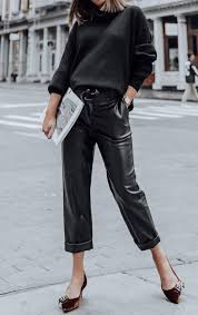 30 Best Street Style Outfits To Copy This Fall Black Leather Pants Faux Leather Pants Outfit Leather Pants Style