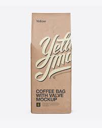 Download Kraft Coffee Bag With Valve Mockup Front View In Bag Sack Mockups On Yellow Images Object Mockups