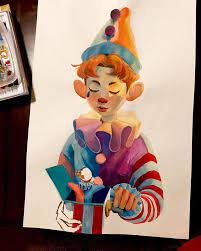 Clown Boy In Progress I Ve Been Really Busy With School So This Is The Only Thing I Ve Been Able To Work On All Week Sorry For No Up Art Cute Art