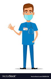 Young Professional Doctor In Mask Waving Hand Vector Image Hospital Cartoon Doctor Cartoon