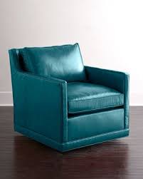 Nina St Clair Peacock Blue Leather Swivel Chair White Leather Chair Swivel Chair Living Room White Dining Chairs