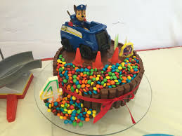 Paw Patrol Simple Birthday Cake For 4 Year Old Boy My 4 Year Old S Paw Patrol Birthday Party Kit Kat Cake With Chase Paw Patrol Birthday Cake Birthday Cake Kids 4th Birthday Cakes