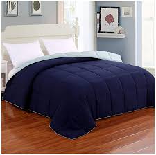 Amazon Com Reversible Lightweight Comforter All Season Down Alternative Comforter Queen Summer Duvet Insert Blue Quilted Bed Comforters With Corner Tabs Full Queen Size Navy Light Blue Kitchen Dining