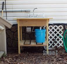 Diy outdoor sink of an old wine barrel. Build An Outdoor Sink And Connect It To The Outdoor Spigot Outdoor Sinks Garden Sink Outside Sink