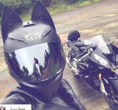 Black And Purple Motorcycle Helmet Black Agv Motorcycle Helmet With Black Cat Ears And Mirror Tint Helmet Visor Motorbike Helmet Motorcycle Helmets Helmet