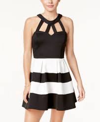 Black And White Dresses Juniors Crystal Doll Juniors Cutout Glitter Scuba Fit Flare Dress Macys Com Fit Flare Dress Junior Dresses Dresses