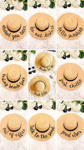 Beachy Sun Hats Lots Of Phrases For The Whole Beach Squad Beach Hat Sun Hats Floppy Beach Hat
