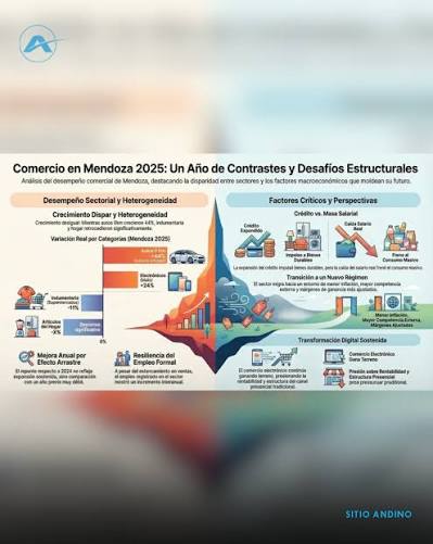 Economía | 🛍️ El comercio en Mendoza cerró 2025 con leve mejora, pero el consumo sigue estancado 👉 Un informe del IERAL advirtió que el comercio en Mendoza mostró estancamiento durante 2025,