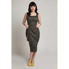 Styling party dresses for juniors. Collectif Mainline Tess Hatch Check Pencil Dress Collectif Mainline From Collectif Uk