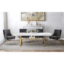 Tov Furniture Modern Adeline White Gold Rectangular Dining Table 4 Grey Beatrix Chairs Dining Table Dining Room Sets Wood Dining Table