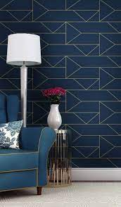 Navy Blue And Gold Temporary Wallpaper Possible Option For Master Bedroom Wall Home Wallpaper Temporary Wallpaper Bedroom Home Decor