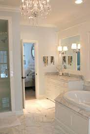 Their current master bathroom was far from elegant. Carrera Marble Master Bathroom Countert Houzz