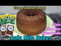 Kocok margarin dan gula pasir hingga putih, lalu masukkan. Bolu Milo Kukus 2 Telur Tanpa Mixer Takaran Sendok Cemilan Buka Puasa Youtube