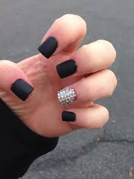 You paint your thumb and pointer finger red. Matte Black Nails With Glitter Ring Finger Matte