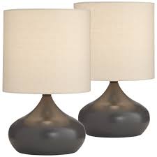 It merely describes furniture pieces. 360 Lighting Mid Century Modern Accent Table Lamps 14 3 4 High Set Of 2 Gray Steel Droplet Linen Drum Shade For Bedroom Bedside Walmart Com Walmart Com