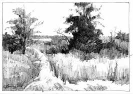 Zarisovka Na Plenere Avtor Anastasiya Artklub Gallerix Landscape Drawings Landscape Sketch Landscape