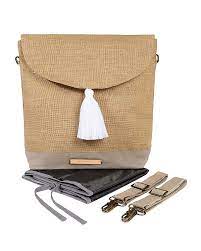 Mara Mea 3 In 1 City Diaper Bag Shoulder Bag Beige 100 Eco Freindly Jute Woman