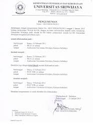 Detil Pengumuman Universitas Sriwijaya Indralaya Sumatera Selatan