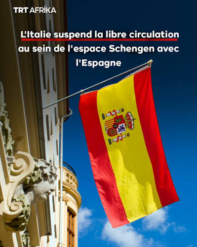 L'Italie a annoncé vendredi qu'elle suspendait pour un mois les accords de Schengen de l'Union européenne, qui prévoient la libre circulation aux frontières avec l'Espagne, en réponse à un afflux massif de