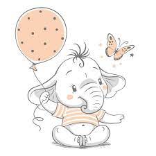 Reproduction Cute Elephant With Balloon Etsy Baby Elephant Drawing Cute Elephant Drawing Baby Elephant Cartoon