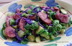 1 can chicken broth 1 tbsp. Gourmet Girl Cooks Stir Fried Sprouts Red Cabbage Chicken Apple Smoked Sausage Quick Simple Delicious