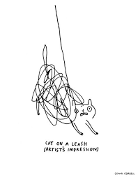 Cat On A Leash Art Print By Gemma Correll Cat Leash Crazy Cats Cat Art
