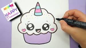 How To Draw A Cute Cupcake Unicorn Super Easy And Kawaii Youtube Cute Cupcake Drawing Unicorn Drawing Cupcake Drawing