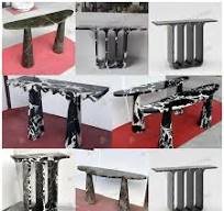 OEM ODM Living Room Furniture Entry Long Table Hallway Nordic Modern Marble  Handmade Roman Travertine Natural Stone Narrow Console Tables