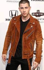 Nick Jonas Slim Fit Motorcycle Brown Suede Leather Jacket Ebay In 2021 Leather Jacket Leather Jacket Men Suede Biker Jacket
