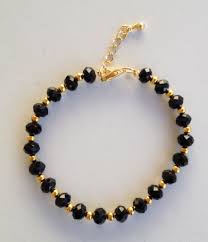 Black And Gold Bracelet For Babies Black And Gold Crystal Bracelet Pulseira De Cristal Preto E Dourado Baby Jewelry Gold Black Beaded Bracelets Kids Gold Jewelry
