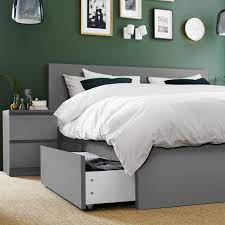Hallo verkaufe ein malm bett in der größe 140x200 in weiß. Malm Bettgestell Hoch Mit 4 Schubladen Grau Las Ikea Deutschland