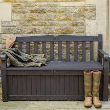 Grey tufted fabric storage bench: 7 Best Garden Storage Benches Uk 2021 Review