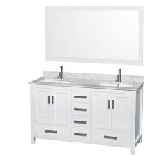 84 inch vanity bleupageultimate website. Wyndham Collection Sheffield 60 In Double Vanity In White With Marble Vanity Top In Carrara White And 58 In Mirror Wcs141460dwhcmunsm58 The Home Depot