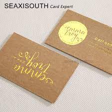 Kraft business cards look and feel earthy, providing a natural finish due to the fibers present in the paper. Color Edge Cards Gold Foil Kraft Paper Business Card Kraft Paper Debossed Card Printing Kraft Paper 600gsm Business Cards Aliexpress