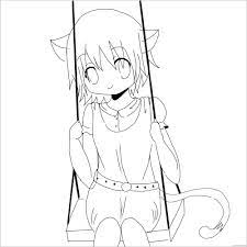 ➜ easy, simple follow along drawing lessons for kids or beginners. Cat Coloring Pages Animal Printable Sheets Cute Anime Cat Girl 2021 0868 Coloring4free Coloring4free Com
