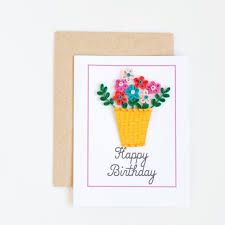 Birthday Wishes Greeting Card For Friend Floral Happy Birthday Greeting Paper Flower Basket Bday Gift For Little Birthday Wishes Greeting Cards Birthday Greetings For Aunt Birthday Cards For Friends