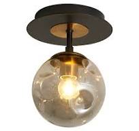 1-Light Mini Glass Globe Ceiling Light,Modern Semi Flush Mount Light  Fixture,Black Ceiling Light for Hallway Aisle Porch Stairway Closet.