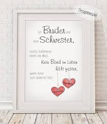 Bruder Schwester Kunstdruck Spruche Geschwisterliebe Bruder Schwester Geschenk Hochzeit