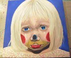 Sad Little Girl Clown Painting
