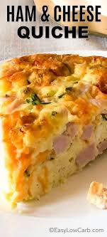 Crustless Ham And Cheese Quiche Keto Easy Low Carb Recipe Egg Recipes For Breakfast Low Carb Breakfast Recipes Quiche Recipes