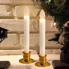 Amazon Com Window Candles With Remote Timers Battery Operated Flickering Flameless Led Electric Candle Lights With Removable Tapers Pillar Candle Holders For Christmas Decorations 10pcs Gold Base Home Kitchen