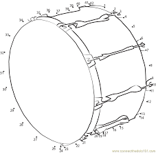 Monkey with the flowers is dancing coloring page. Bass Drum Dot To Dot Printable Worksheet Connect The Dots
