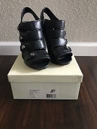 COACH SANDRA CALF BLACK LEATHER OPEN TOE STRAPPY HEELS Shootie STILETTO  Q1203 7